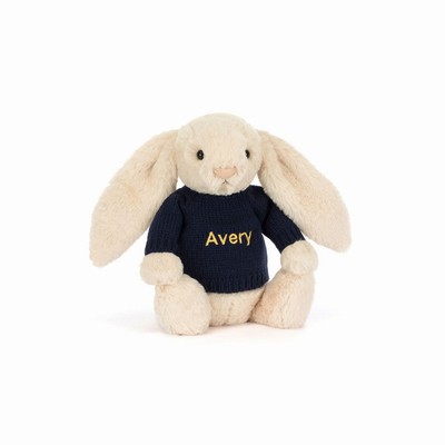 Jellycat Bashful Luxe Bunny Willow with Navy Jumper USA | 14765JSEV